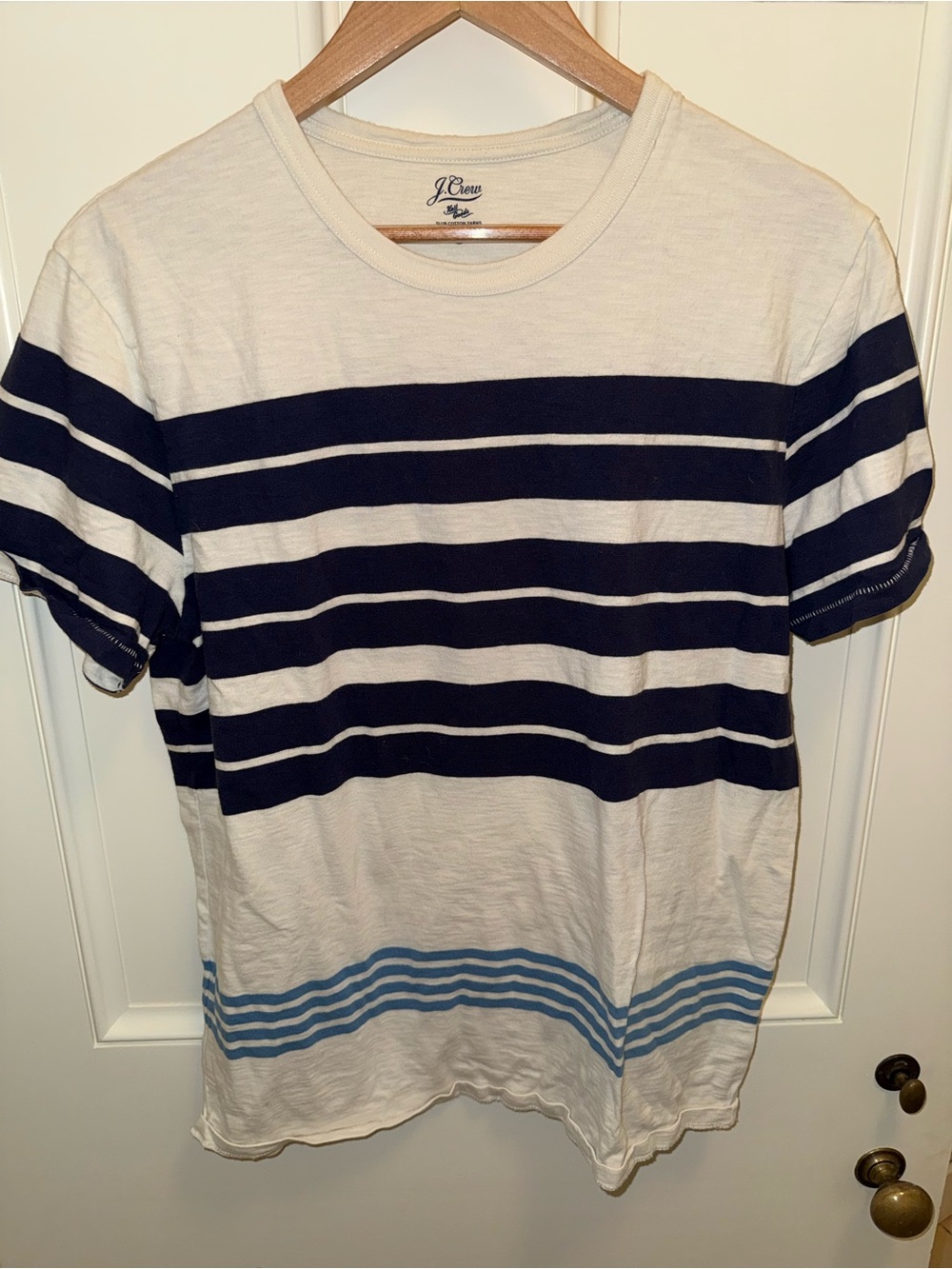 J. Crew Short-Sleeve Striped Crewneck Tee - Navy, White & Light Blue